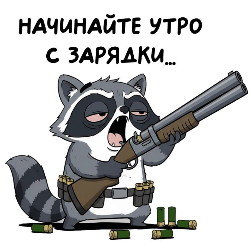 стикер енот доброе утро