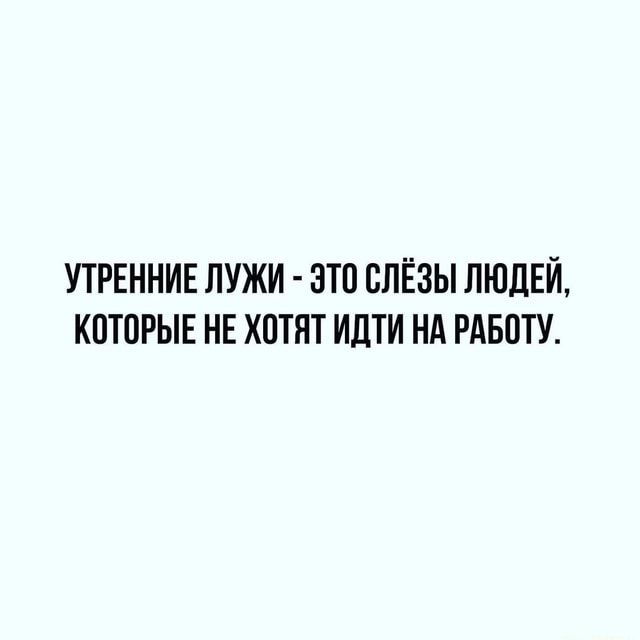 УТРЕННИЕ ЛУЖИ – ЭТО СЛЕЗЫ ЛЮДЕЙ, КОТОРЫЕ НЕ ХОТЯТ ИДТИ НА РАБОТУ. – АйДаПрикол